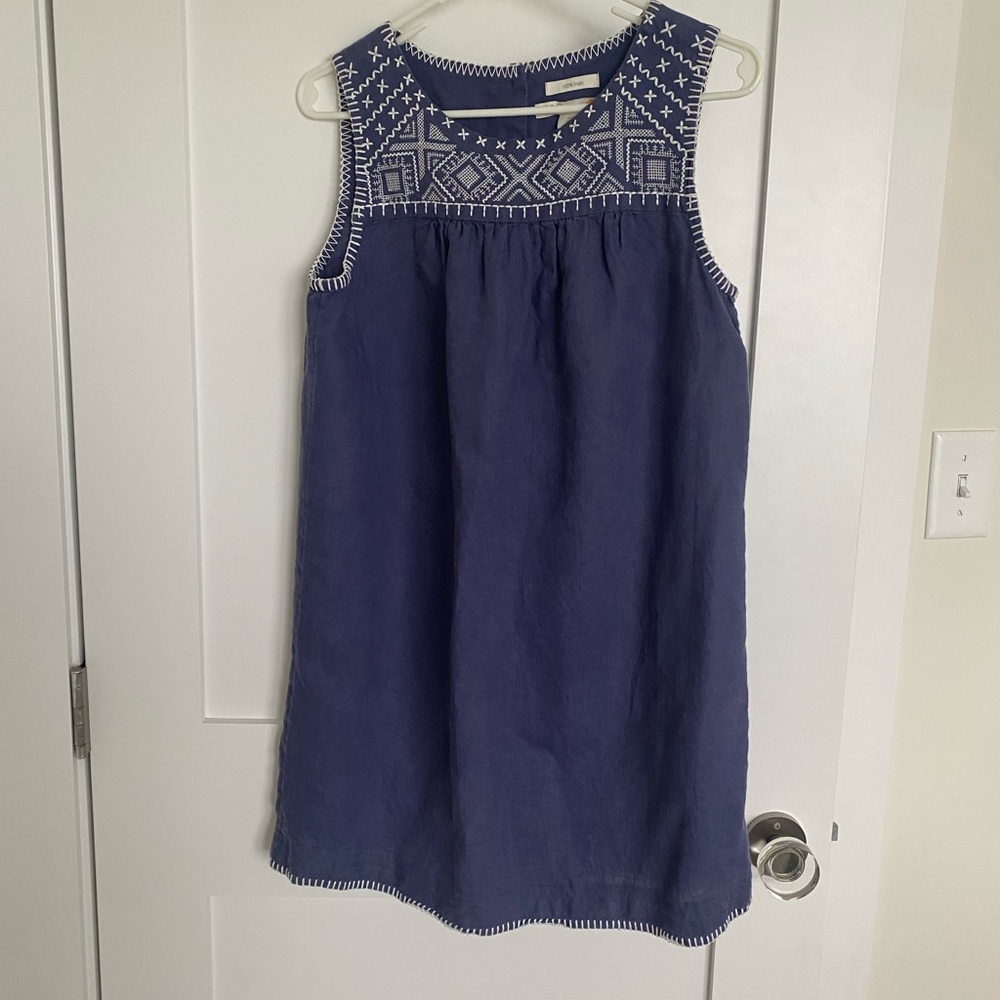 Blue Sleeveless Embroidered Dress